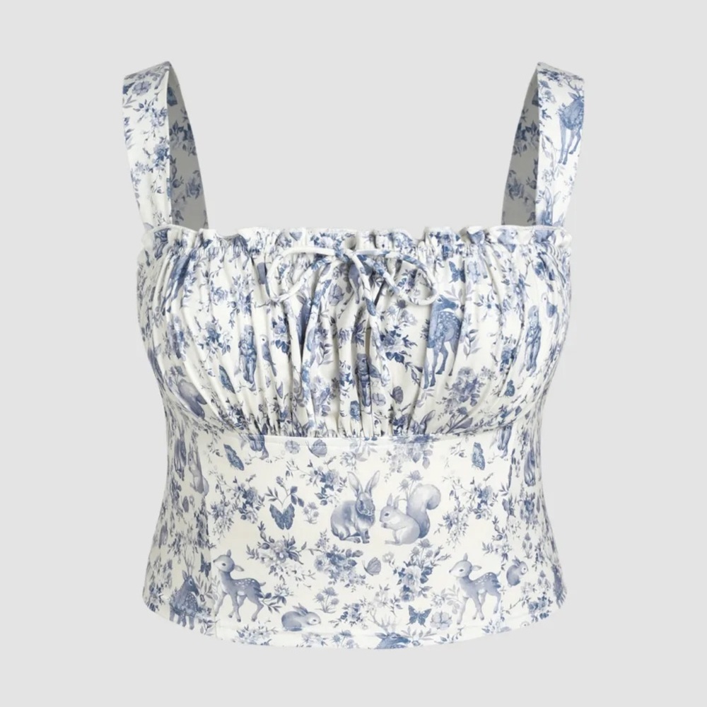 Curve & Plus Jersey floral knotted tank top